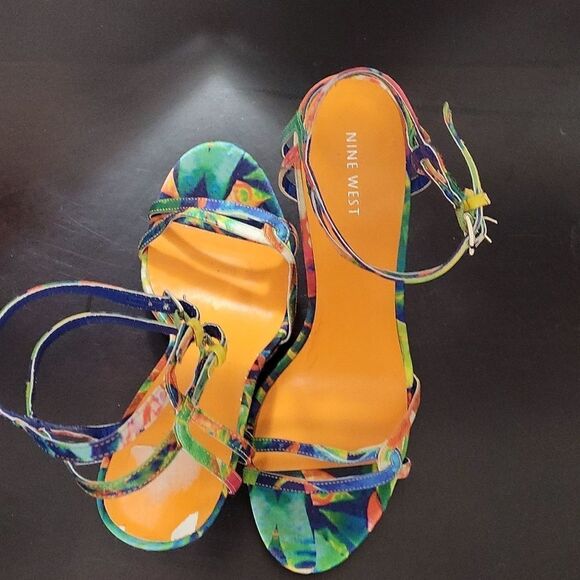 NINE WEST MULTI-COLOR STRAPPY STILETTOS HIGH HEEL SANDAL - Picture 5 of 14